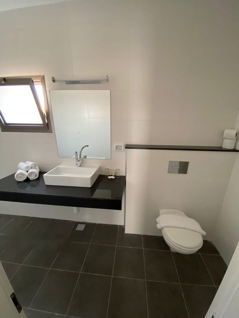 Towels, soap, shampoo, toilet paper