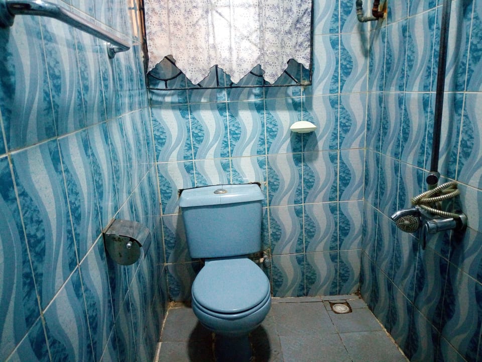 Shower, rainfall showerhead, towels
