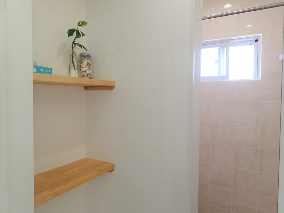 Separate tub and shower, free toiletries, hair dryer, towels