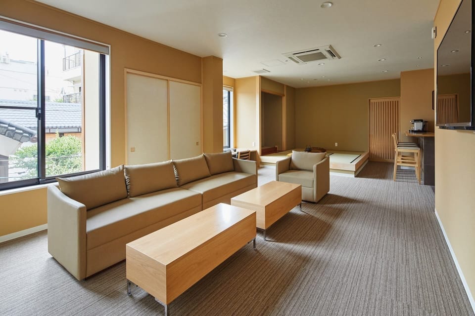Traditional House with Private Hot spring bath | Living area | Flat-screen TV
