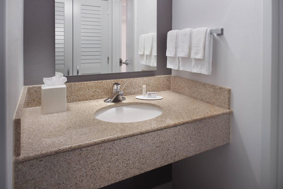 Combined shower/tub, eco-friendly toiletries, hair dryer, towels