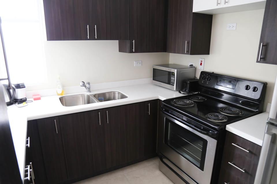 Executive Condo, 1 Queen Bed, Accessible, Non Smoking | Private kitchen | Fridge, microwave, oven, stovetop