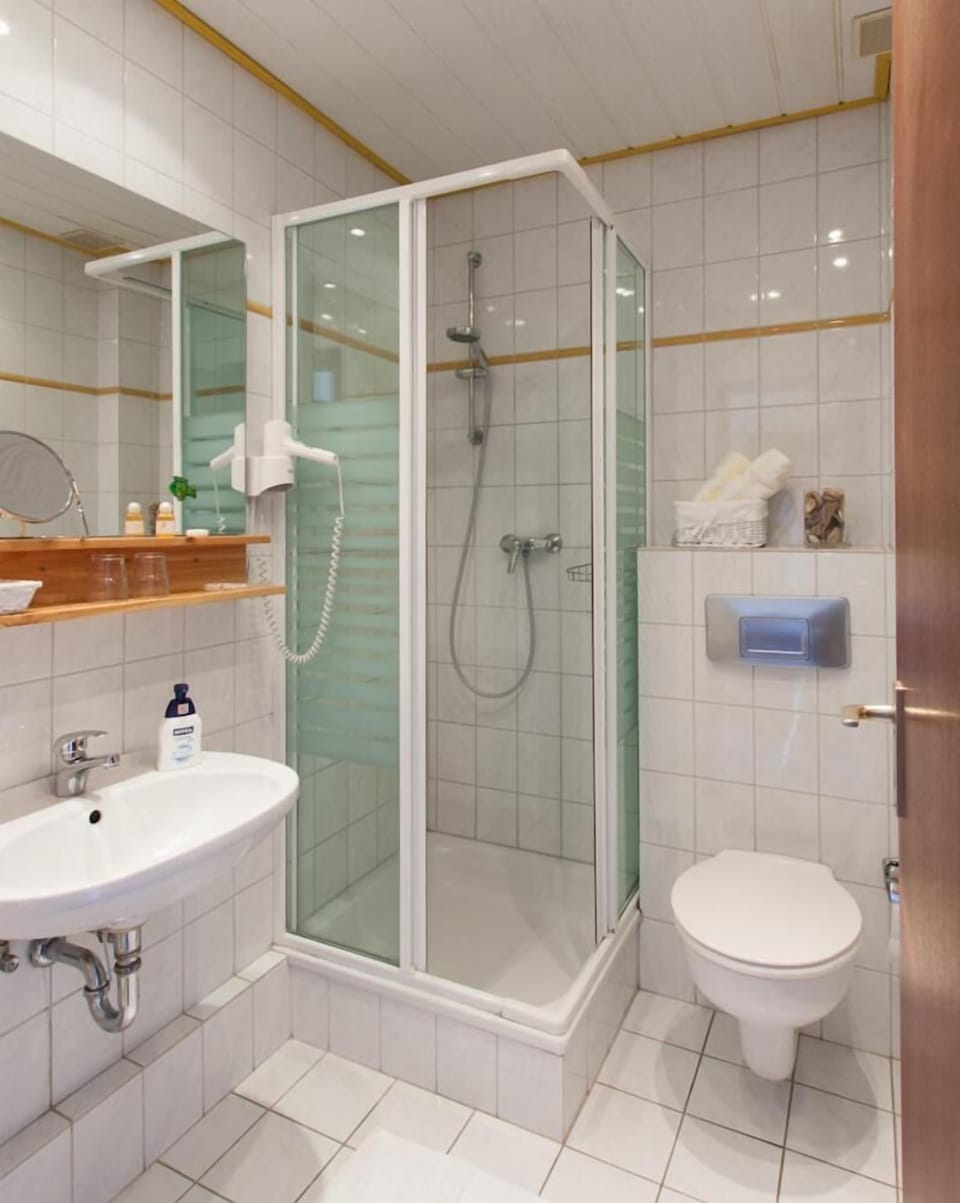 Hair dryer, bathrobes, towels