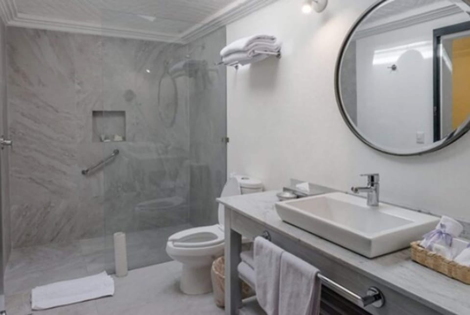 Family Room | Bathroom | Designer toiletries, hair dryer, towels