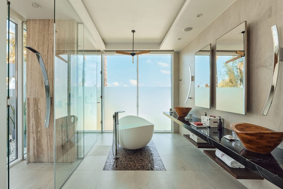 Room, 3 Bedrooms, Private Pool (Sunset Water Retreat) | Bathroom | Separate tub and shower, deep soaking tub, rainfall showerhead
