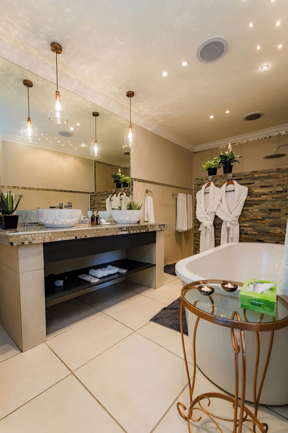 Luxury Suite, 1 Bedroom, Fireplace | Bathroom | Separate tub and shower, deep soaking tub, rainfall showerhead