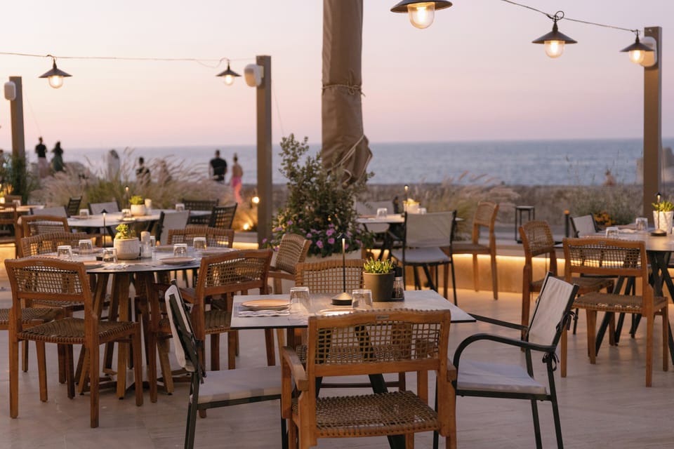 Dinner served, Mediterranean cuisine, ocean views 