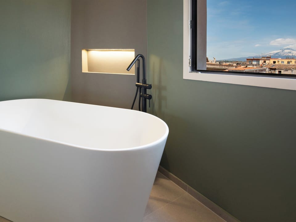 Separate tub and shower, free toiletries, hair dryer, bidet