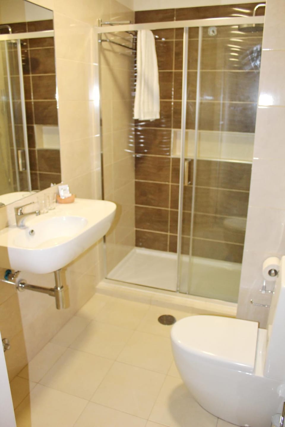 Shower, free toiletries, towels