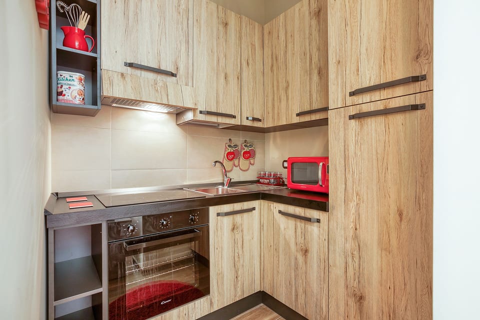 Apartment, 1 Bedroom | Private kitchen | Full-size fridge, stovetop, dishwasher, cookware/dishes/utensils