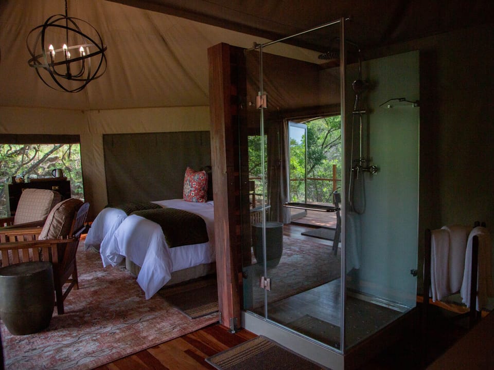 Family Tent with Private Plunge Pool | Bathroom | Bathrobes, slippers, towels