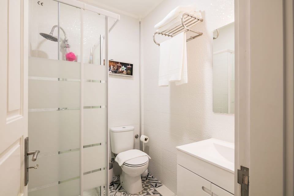 Studio | Bathroom | Shower, towels, shampoo