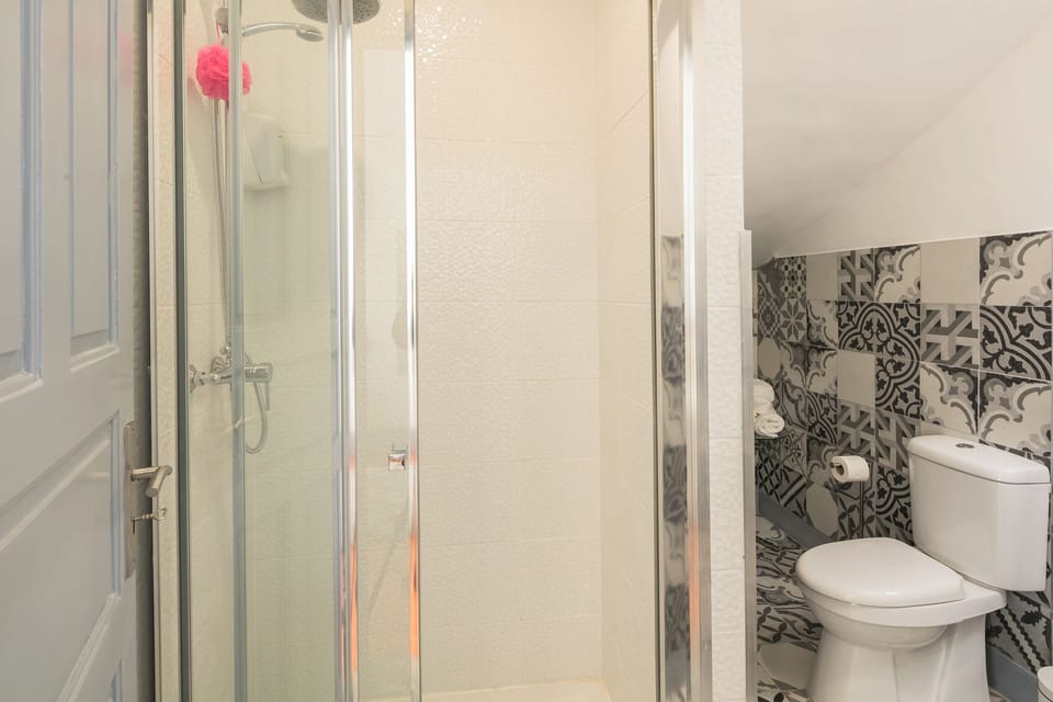 Studio | Bathroom | Shower, hair dryer, towels, shampoo