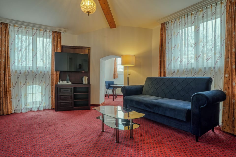 Comfort Double Room Lake Side | Living area | 34-inch TV with satellite channels