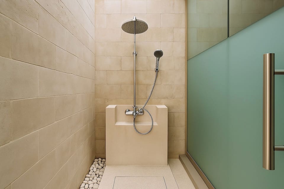 Villa | Bathroom | Rainfall showerhead, free toiletries, hair dryer, bathrobes