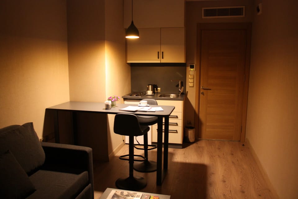 Mini-fridge, electric kettle