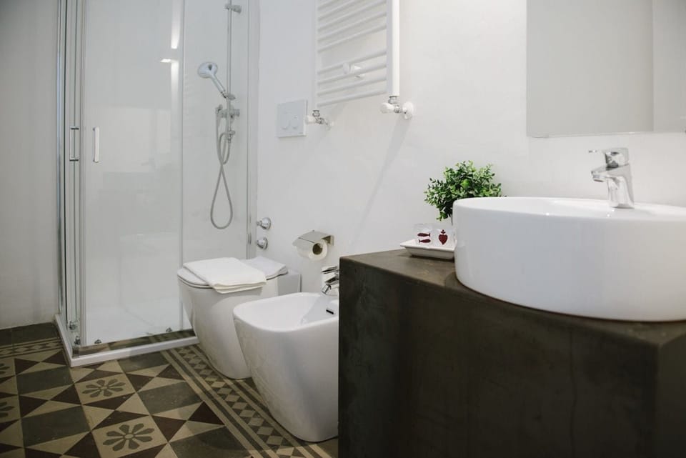 Shower, bidet, towels