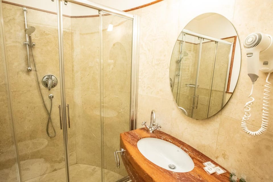 Shower, free toiletries, hair dryer, bidet