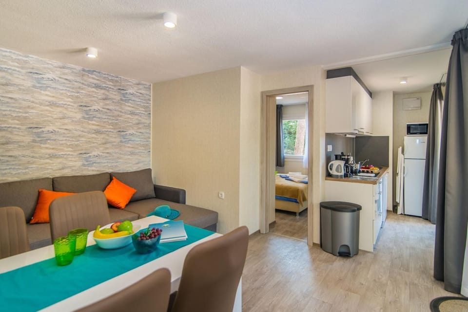 Full-size fridge, microwave, stovetop, espresso maker