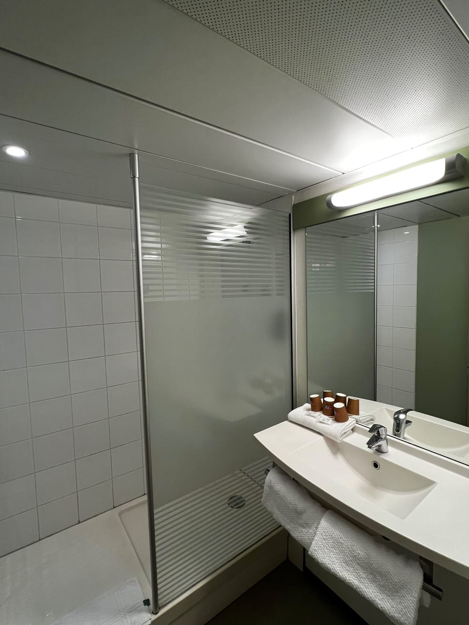 Shower, eco-friendly toiletries, hair dryer, towels