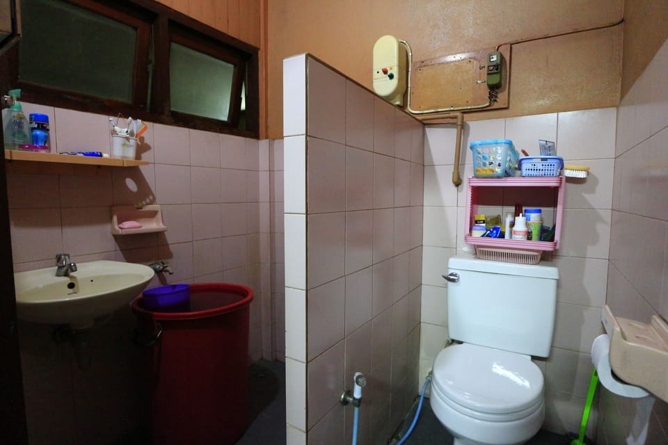 Shower, slippers, towels