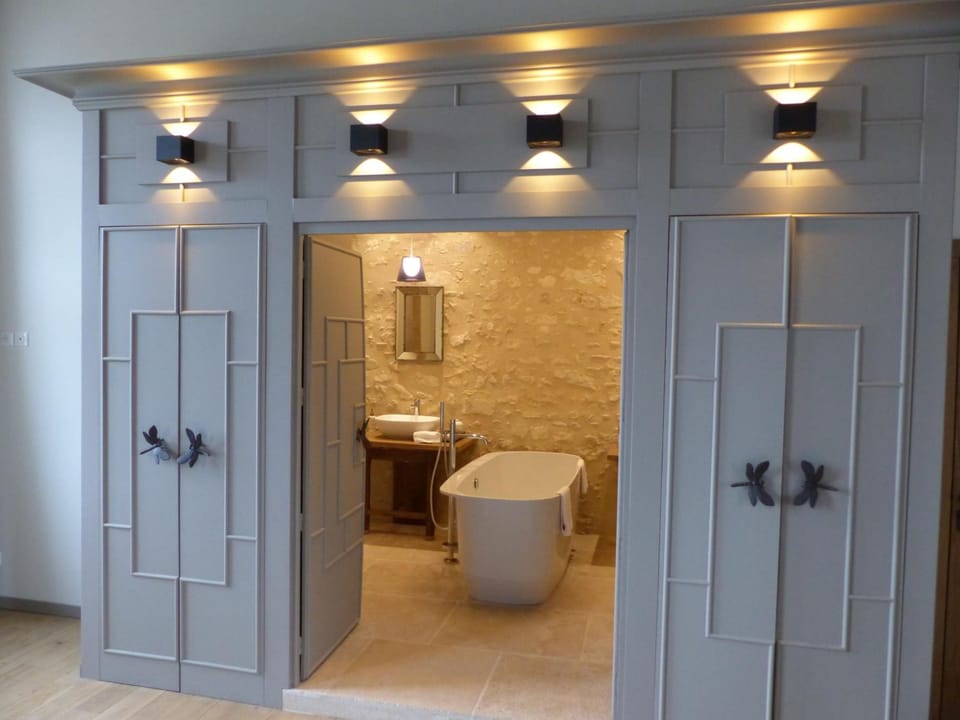Hair dryer, bathrobes, towels