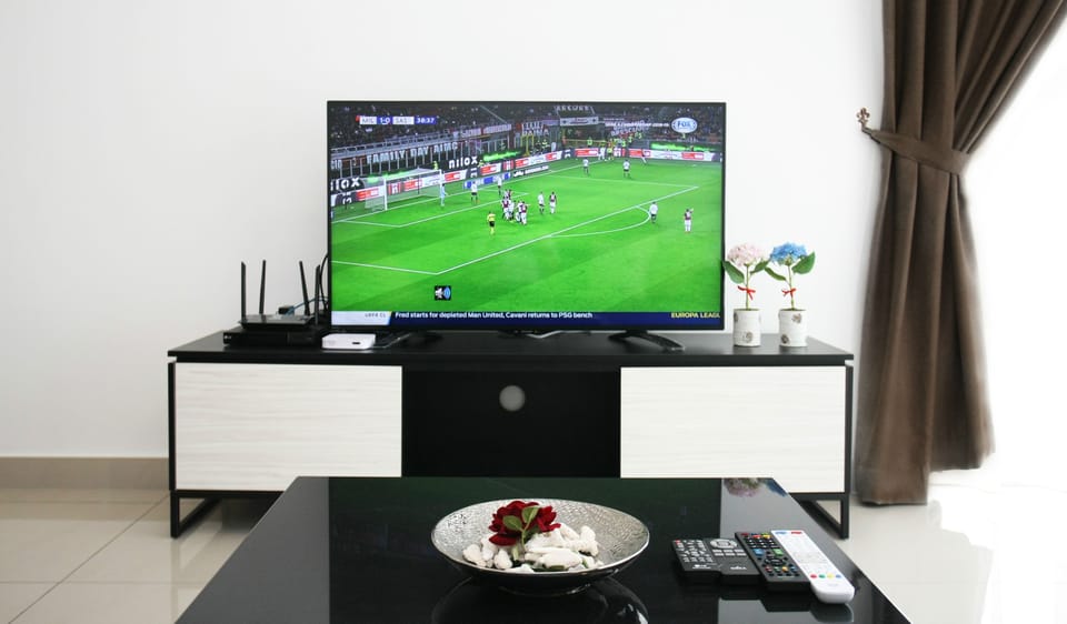 50-inch LED TV with cable channels, TV, DVD player