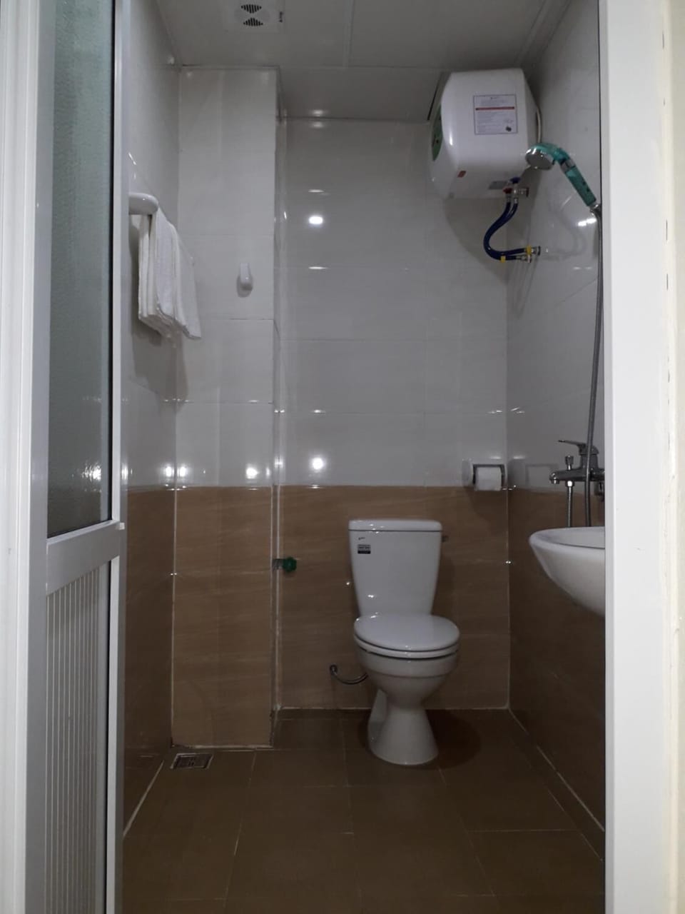 Shower, slippers, towels