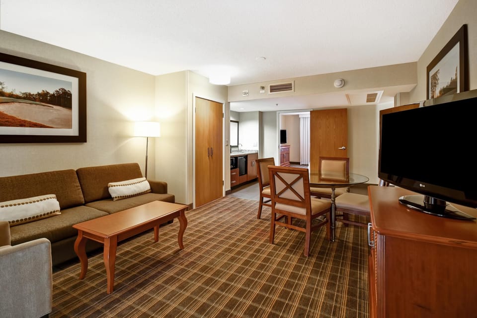 Standard Suite, 1 King Bed with Sofa bed, Non Smoking | Living area | 37-inch flat-screen TV with cable channels, TV, pay movies