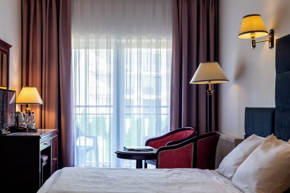 In-room safe, desk, laptop workspace, blackout drapes