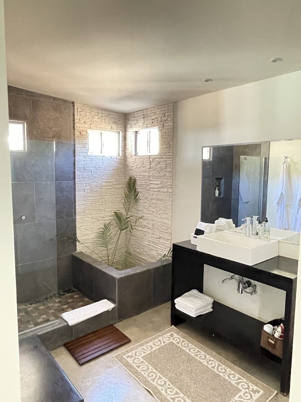 Deluxe Double Room, 1 King Bed, Terrace | Bathroom | Shower, rainfall showerhead, bathrobes, towels