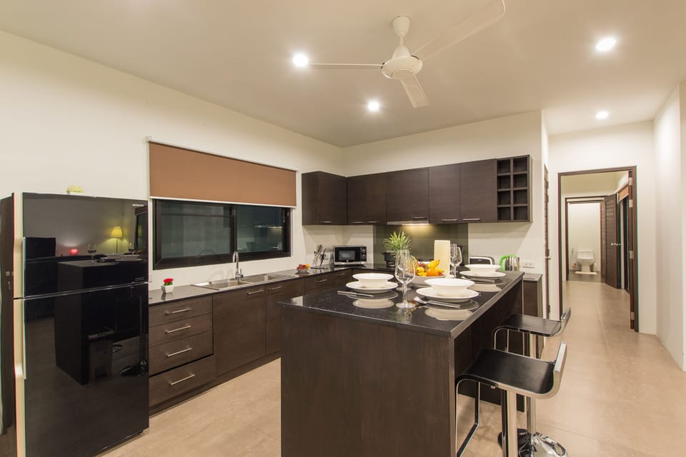 3 Bedrooms Pool Villa | Private kitchen | Full-size fridge, microwave, oven, stovetop