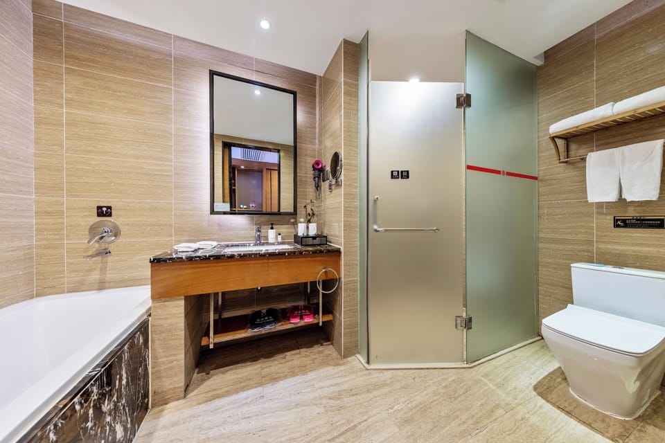 Premium Single Room | Bathroom | Free toiletries, hair dryer, bathrobes, slippers