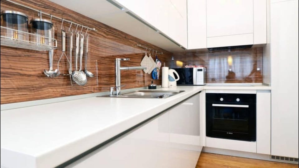 Full-size fridge, microwave, oven, stovetop