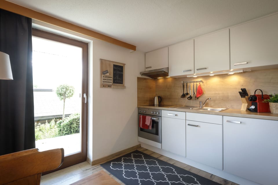 Apartment, 2 Bedrooms (Fuchsbau, incl. 65 EUR Cleaning Fee) | Private kitchen | Fridge, electric kettle