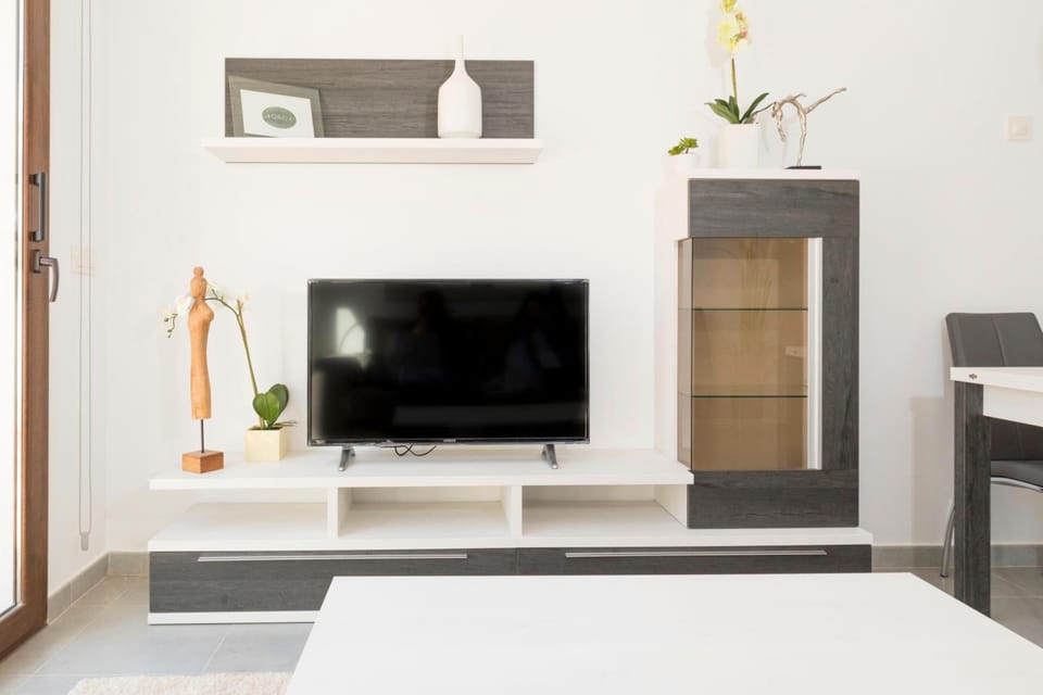 43-inch flat-screen TV with digital channels, TV