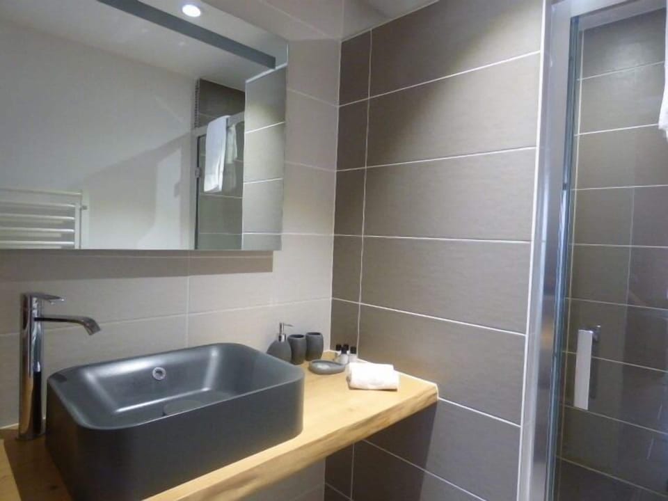 Chambre double Classique avec Mezzanine, Salle de bain attenante, vue Jardin (LES VIGNES) | Bathroom | Shower, free toiletries, hair dryer, towels