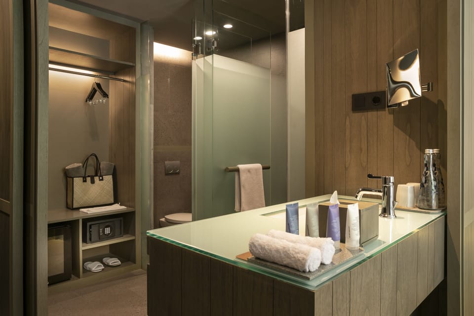 Shower, free toiletries, hair dryer, bathrobes