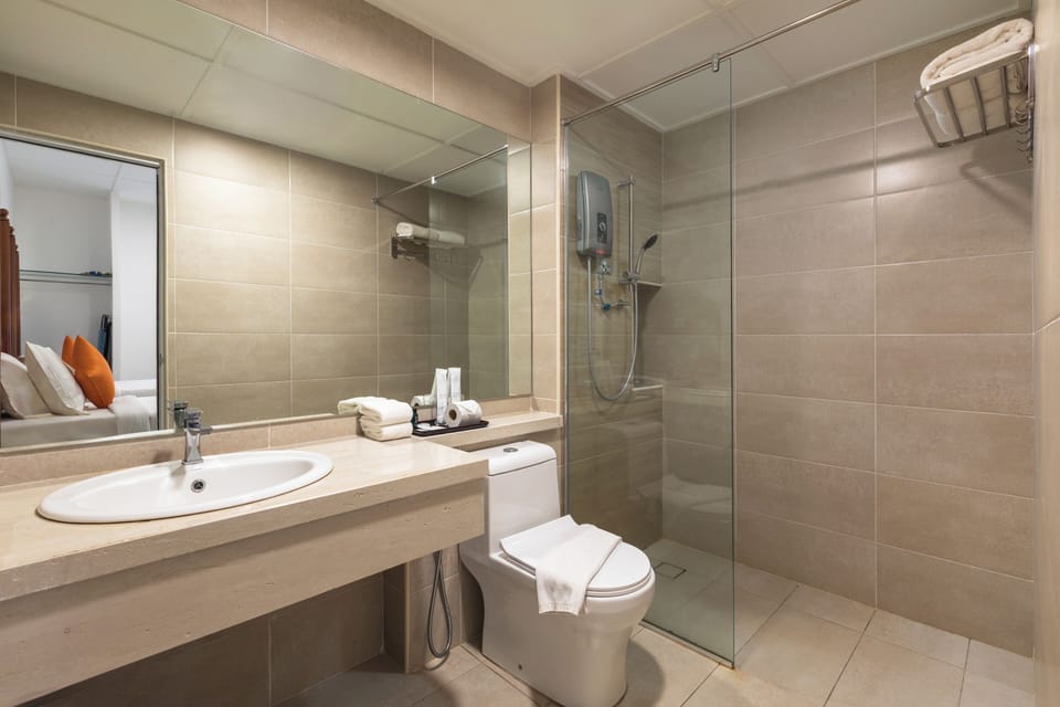 Deluxe Triple Room | Bathroom | Shower, free toiletries, bidet, towels