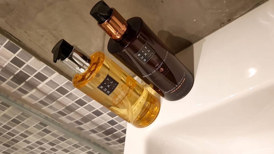 Romantic Apartment, Terrace | Bathroom | Shower, rainfall showerhead, hair dryer, bathrobes