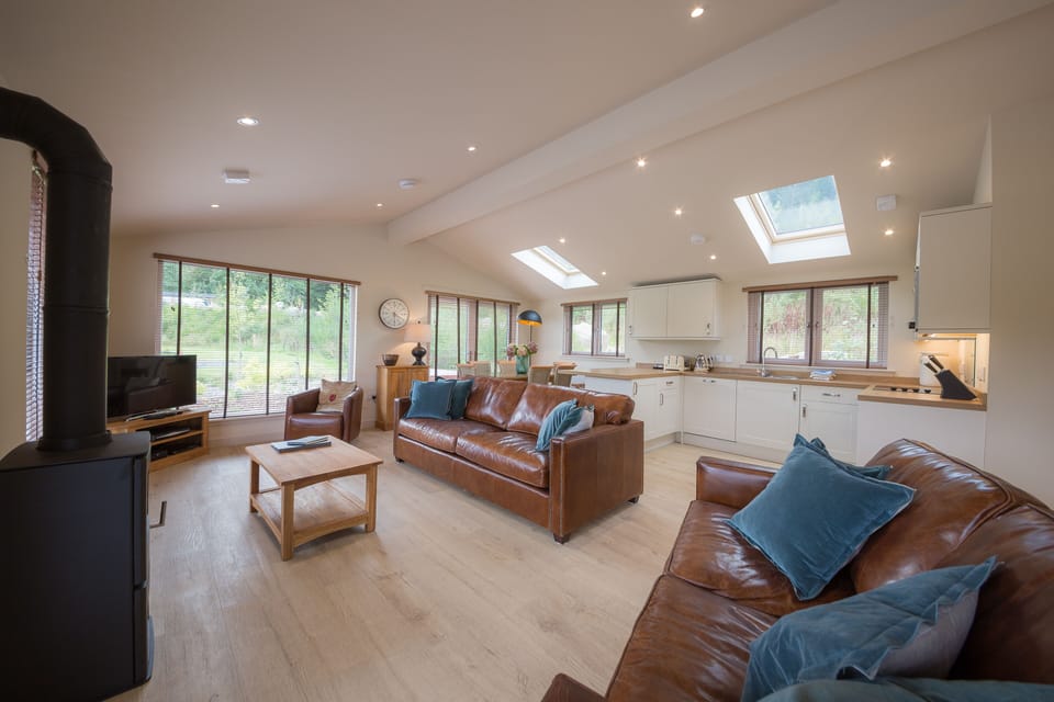 Tanfield Lodge | Living area | 45-inch Smart TV with digital channels, TV, fireplace