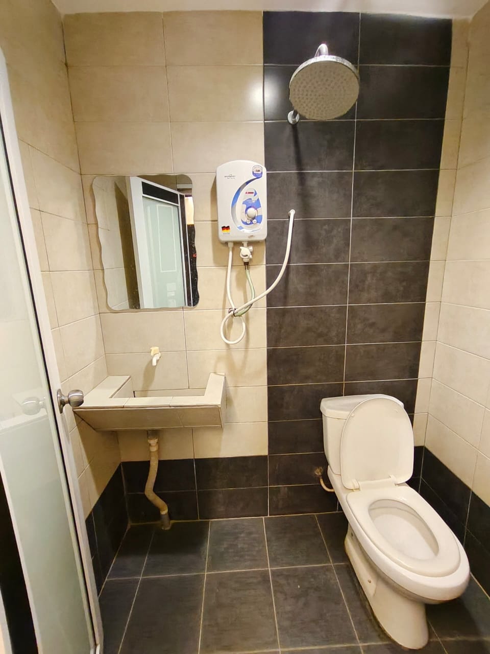 Shower, free toiletries, bidet, towels