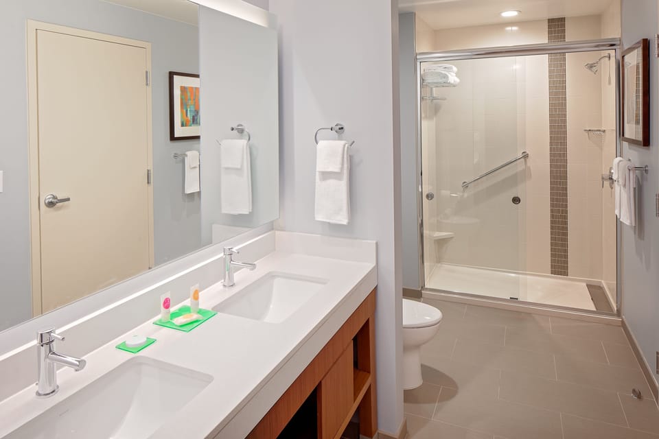 Suite, 1 King Bed with Sofa bed | Bathroom | Free toiletries, hair dryer, towels
