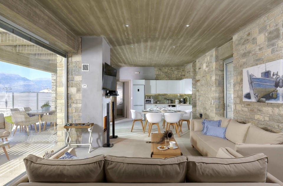 Luxury Villa, 2 Bedrooms | Living area | Flat-screen TV, fireplace, DVD player