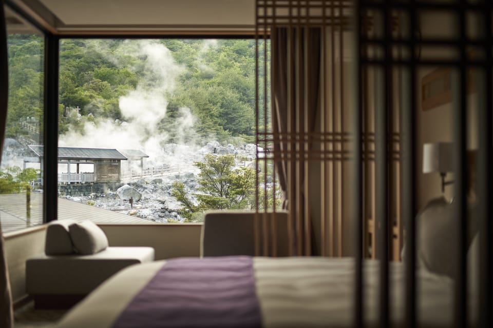 Terrace Premier King Bed Double JP-Western Room, Main Bldg. (3F, Half Open Air Bath, Terrace) | Down comforters, in-room safe, blackout drapes, WiFi (free)