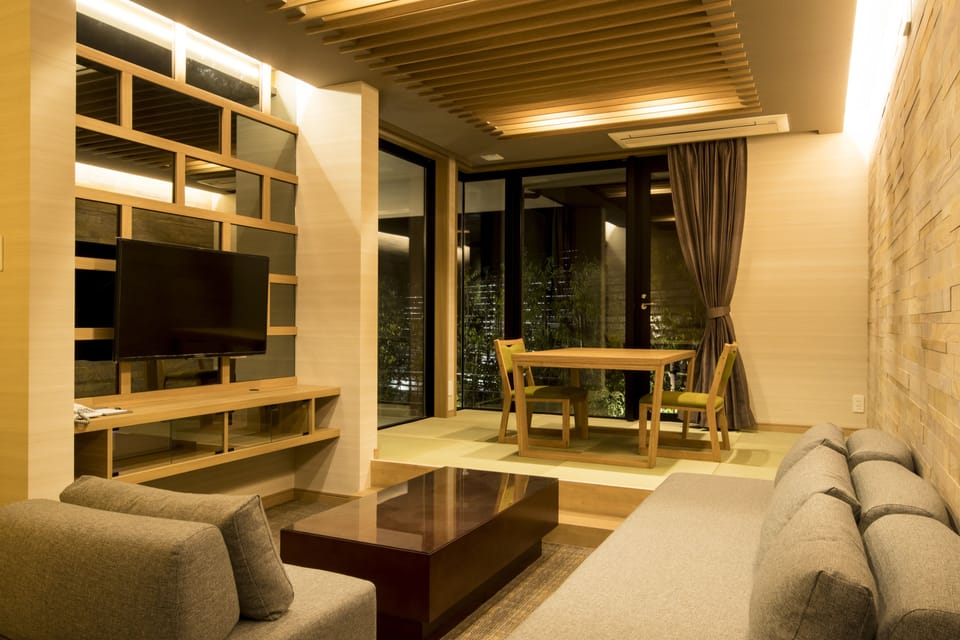 Terrace Suite JP-Western Room A, Annex (1F, Open Air Bath, Terrace) | Down comforters, in-room safe, blackout drapes, WiFi (free)