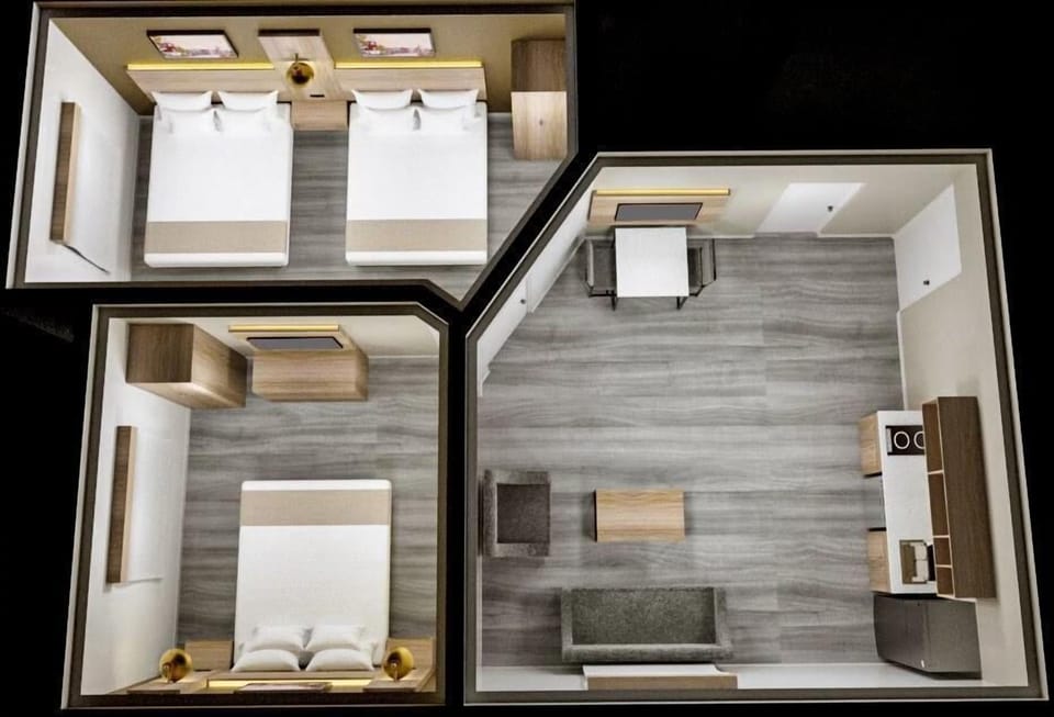Suite, Non Smoking (Efficiency, 3 Queen Beds) | Floor plan