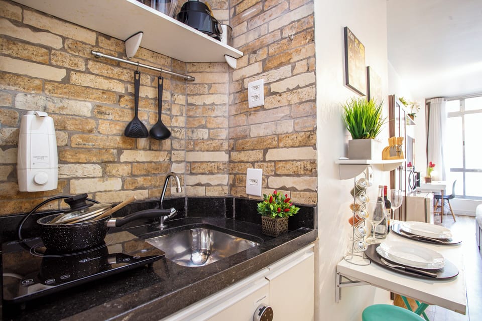 Apartment | Private kitchen | Fridge, microwave, stovetop, espresso maker
