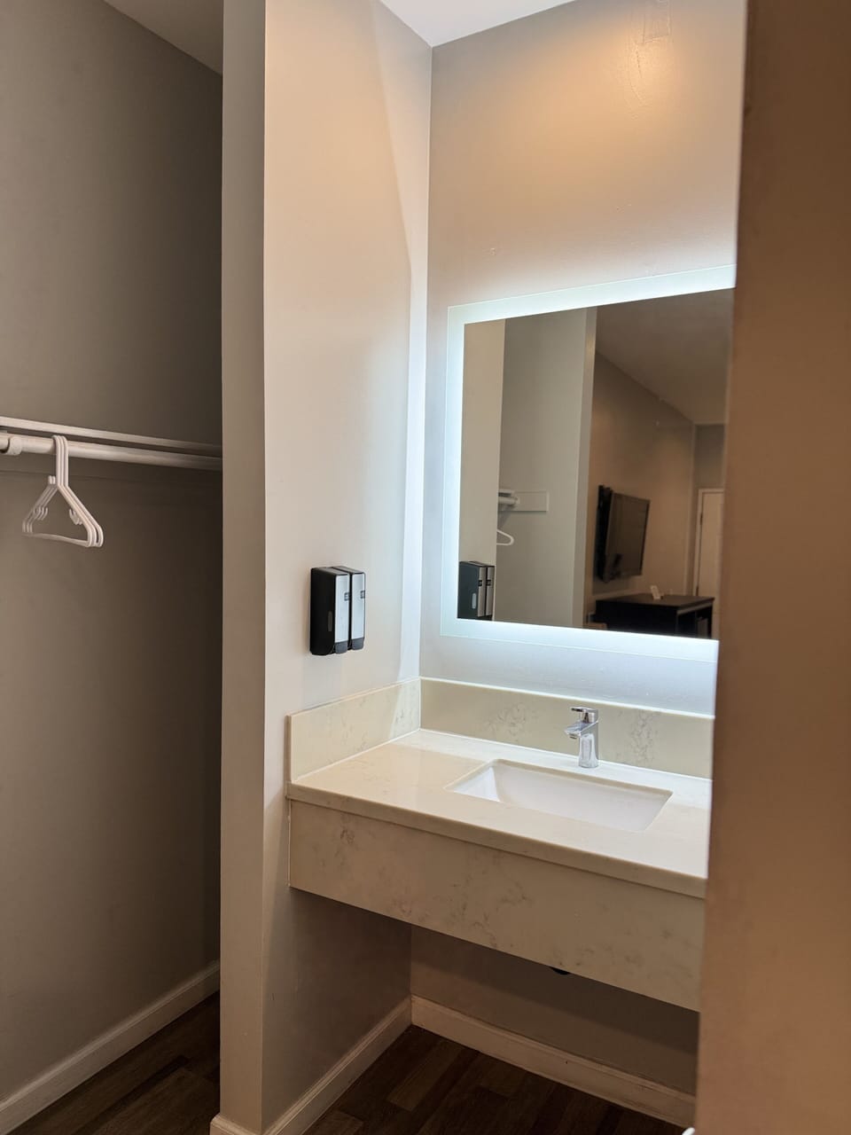 Standard Double Room, 2 Queen Beds | Bathroom | Combined shower/tub, hair dryer, towels