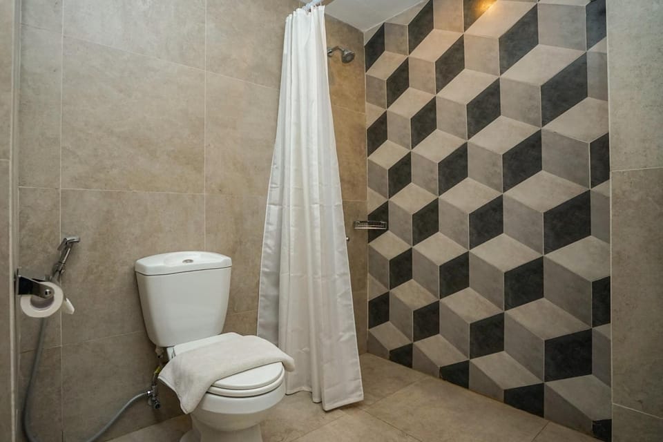 Shower, slippers, towels